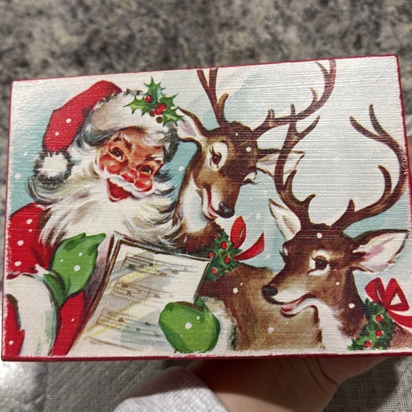 Quill to Paper Retro Vintage Santa Claus & Reindeers Home Wood Decor Christmas - Picture 9 of 11